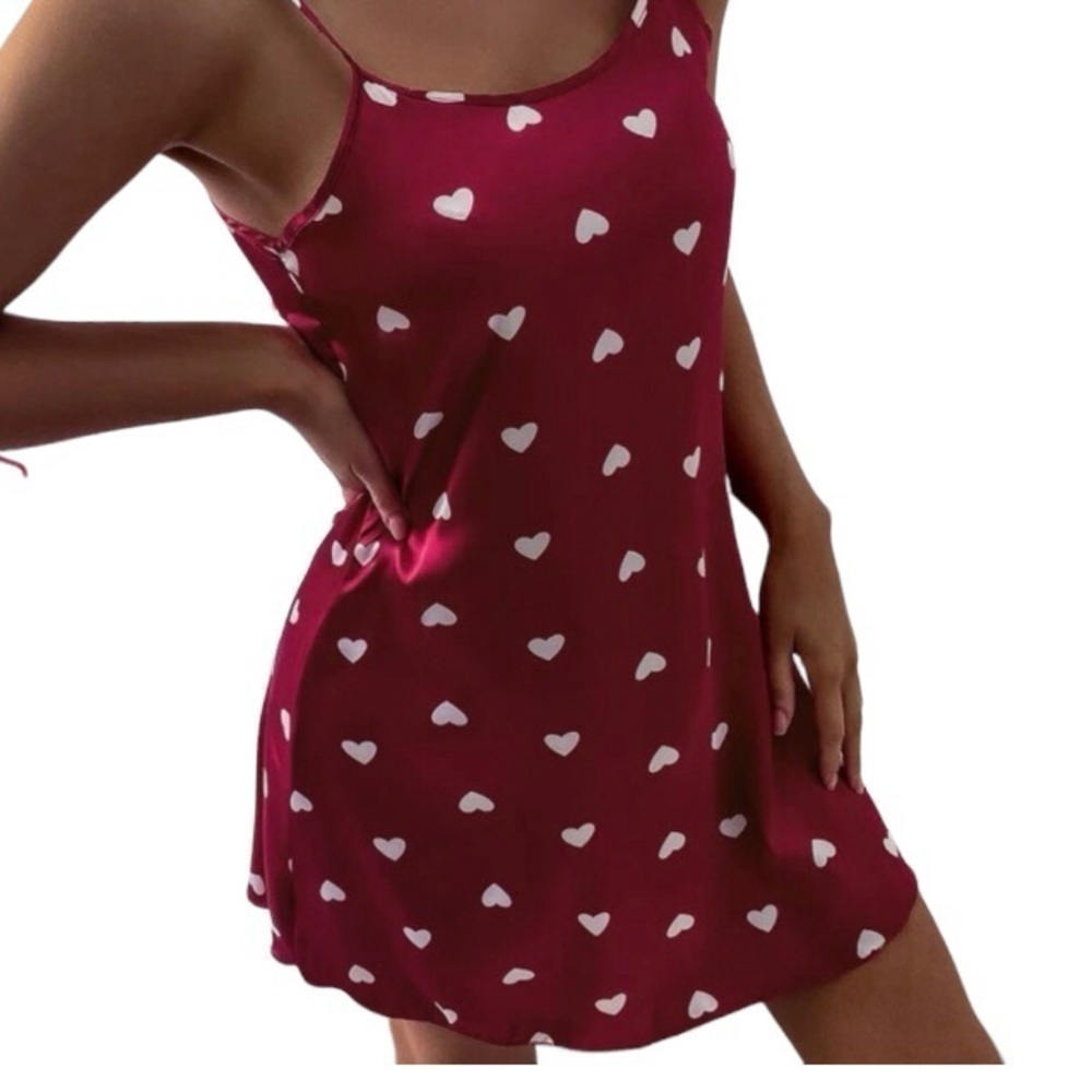 Red & white hearts satin nightgown. New. - Picture 5 of 10